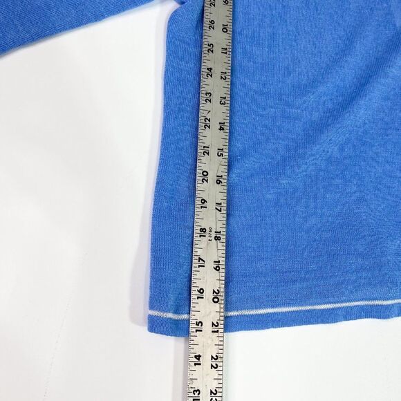 Raffi Shirt Womens Blue Round Neck Long Sleeve Linen Pullover T-Size Small - Picture 7 of 7